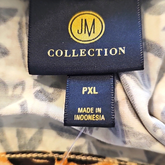 NWT JM Collection Petite 3/4  Sleeve Curved Hem Knit Tunic XL Tan/Black - Picture 6 of 12